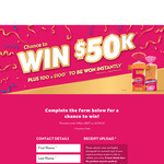 Win $50,000 Cash or 1 of 100 $100 Digital Mastercard Instant Win Prizes from Wonder Bread / Quality Bakers Australia [Purchase]