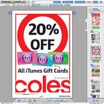 Coles: 20% off all iTunes Giftcards (until Tues 18 Jun)