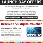 Spend $200 In-Store & Receive $20 Digital Voucher for Myer One NSW Members - December 26-27