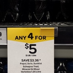 Any 4 for $5 1.25 Ltr Varieties (Pepsi, Solo, etc) @Woolies WA