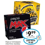 Pepsi, or Schweppes 24pk Cans $9.99 @ IGA (QLD ONLY) + More