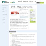 2 HOYTS movie tickets for $22 Melbourne Central