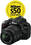 Nikon D3200 Single Lens Kit $427 at The Good Guys + $50 cashback = $377