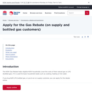 NSW Low Income Households Gas Energy Rebate Introduced, $90 Per Year for Eligible Households