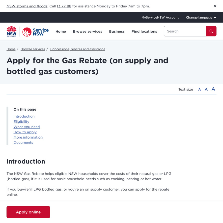 NSW Low Income Households Gas Energy Rebate Introduced 90 Per Year 