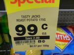Tasty Jacks Chip 175g Varieties Are 99c Save $2 at Woolworths [NSW, QLD, VIC]