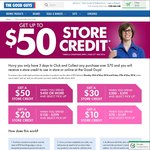 Up to $50 Store Credit When You C&C: $50 (over $400), $30 ($300 - $399) etc. + Combine with AMEX $50 off $300 @ TheGoodGuys