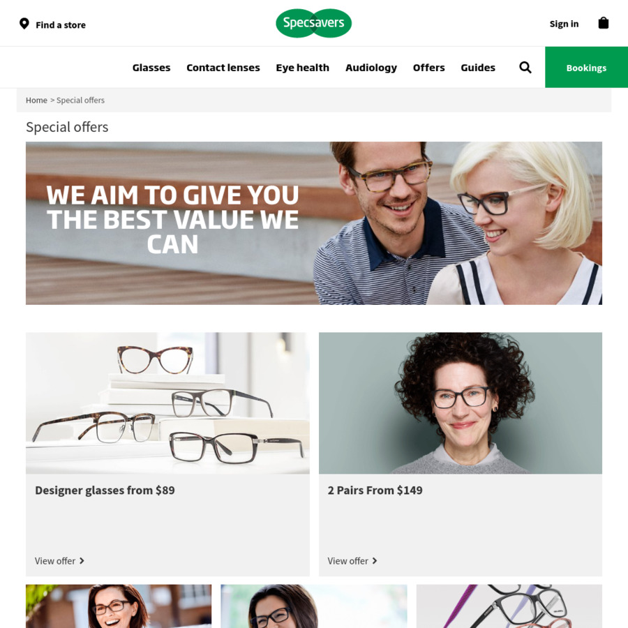 Specsavers 25% off with $119 or More Spend, Plus FREE Standard Delivery ...