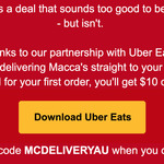 $10 off McDonald's @ Uber Eats