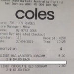 [NSW] Easter Chocolate Clearance (e.g. Lindt 100g Bunny $1 and Lindt Sharing 308g Bags $4) @ Coles, Rhodes