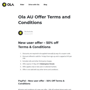 New user cheap ola offer