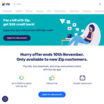 $20 Credit Back by Using BPAY (Min $50 Spend) @ Zip (New Customers Only)