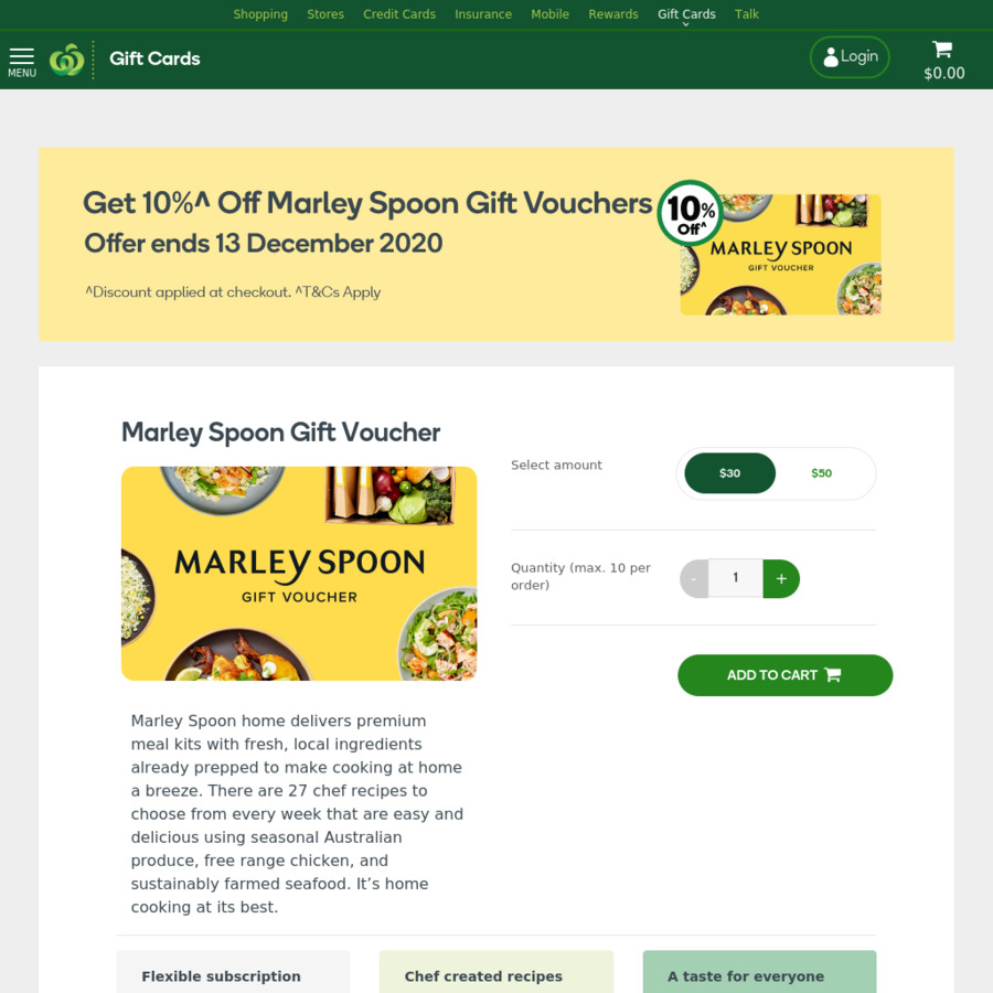 10% off Marley Spoon and Dinnerly Gift Vouchers ...