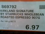 Kirkland Starbucks Roasted Whole Coffee Beans 100% Arabica Beans 907g $6.97 at Costco Auburn NSW