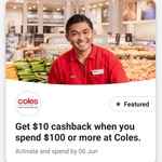 CommBank Rewards: Get Cashback with Minimum Spend (e.g. $10/$100, $30/$150, $60/$200) @ Coles