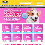 25% off Site Wide (Plus 20% Cashback via Cashrewards) + $4.99 Delivery ($0 C&C/ in-Store/ $50 Order) @ My Pet Warehouse
