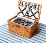 Alfresco Picnic Basket Set Wooden Cooler Bag 4 Person Outdoor Insulated Liquor $62 Delivered @ Direct on Sale