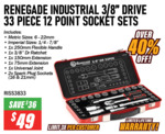 Renegade Industrial 3/8" Drive 33 Piece 12 Point Socket Set $49 (Was $85) | Up To 65% Off Happy New Gear Sale @ TradeTools
