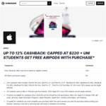 Apple Education Store: 12% Cashback (Capped at $220) @ Cheddar
