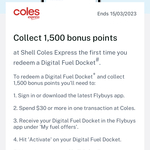 1500 Flybuys Points The First Time You Redeem a Free Coffee or Digital Fuel Docket @ Coles Express (Flybuys Activation Required)