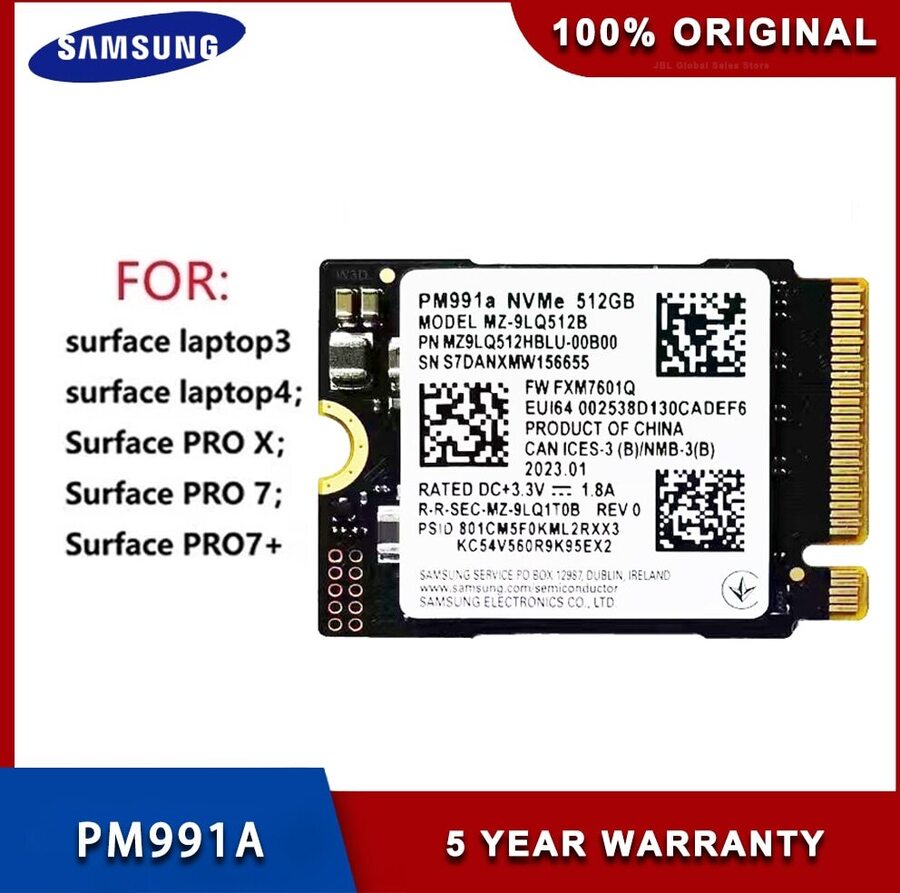 Samsung PM991a 1TB PCIe Gen3 NVMe M.2 2230 SSD US$61.52 (~A$89.77