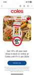 10% off on up to $500 Order in-Store or Online at Coles @ Flybuys (Activation Required)