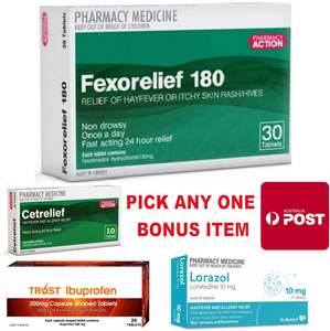 30x Fexofenadine 180mg + Select Your Bonus Item $9.99 Delivered @PharmacySavings