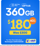 Catch Connect 365-Day Prepaid Mobile Plan 360GB $180 Delivered (Was $300) @ Catch