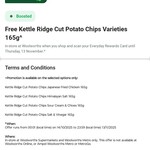[Everyday Extra] Free Kettle Ridge Cut Potato Chips Varieties 165g at Woolworths In-Store @ Everyday Rewards (Boost Required)