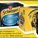 Pepsi Solo Schweppes 30 Pack $12.00 at Woolworths (40c/Can)