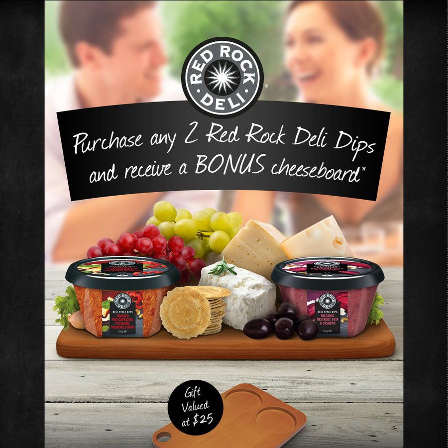 Purchase Any 2 Red Rock Deli Dips from Woolworths/Safeway & Receive a