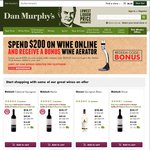 Dan Murphy's Spend $200 Wine Online and Receive a Free Wine Aerator Worth $29.99