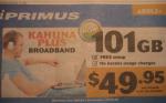 iPrimus Kahuna Plus 101GB (51GB Peak, 50GB off-Peak) ADSL2+ Broadband Internet for $49.95/Month