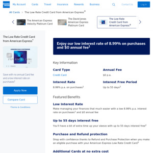 Low Rate AmEx Credit Card with $0 Annual Fee