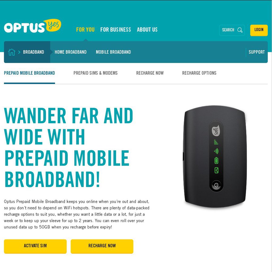 Optus Prepaid Mobile Broadband Deals - $130 for 22GB (2 Year Expiry ...