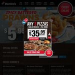 Any 3 Pizzas $19.95 Pickup, $29.95 Delivered @ Domino's (Clontarf, QLD)