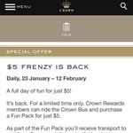 Perth Crown Casino $5 Frenzy (Meal + $1 Keno)