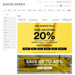 David Jones Mid Season Sale - Extra 20% off Already Reduced Fashion, Shoes and Accessories