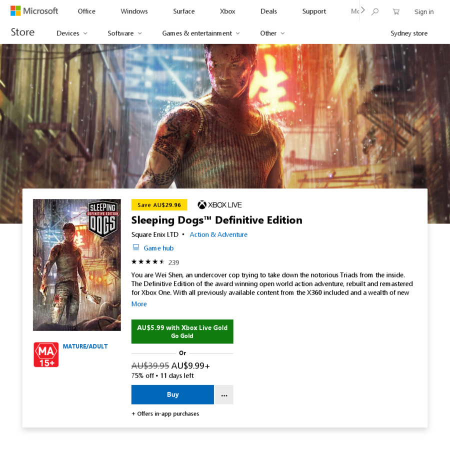 sleeping dogs xbox store