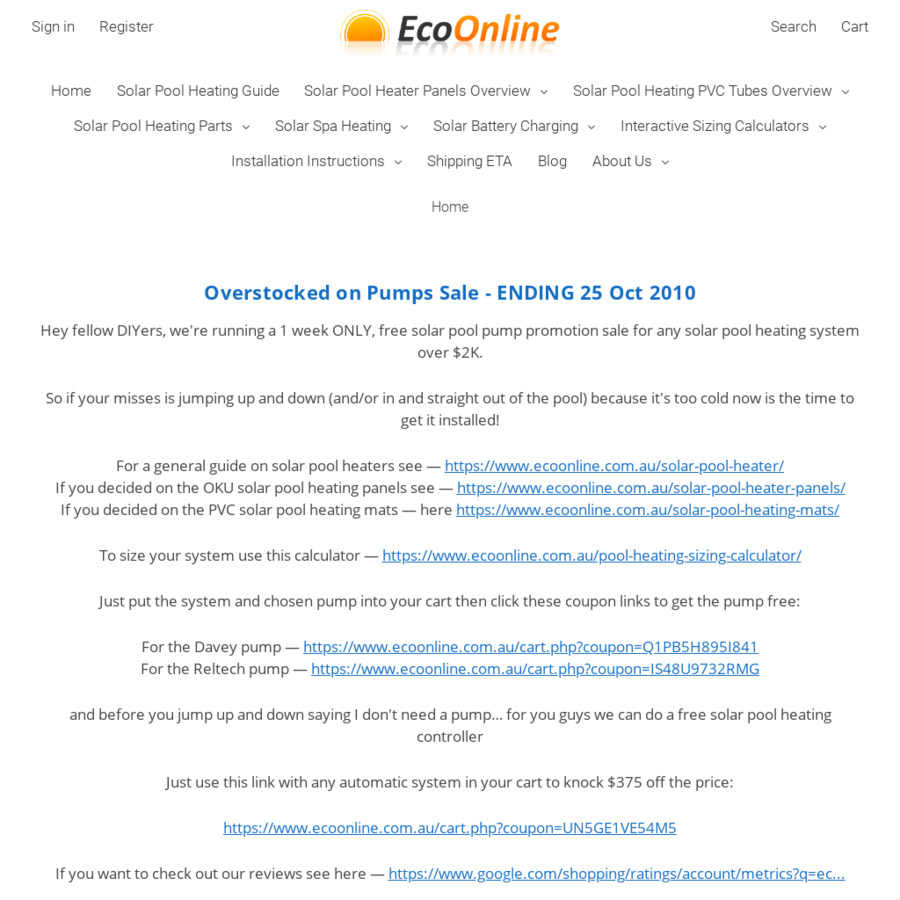 Free Pool Pump With Any Solar Pool Heater Purchase Eco Online