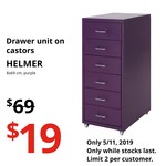 [VIC] Helmer Drawer Unit on Casters $19 (Was $69) @ IKEA