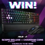 Win 1 of 3 ASUS Keyboard & Mouse Prize Packs (Scope Deluxe Mechanical Keyboard/Chakram Core Mouse) Worth $348 from PC Case Gear