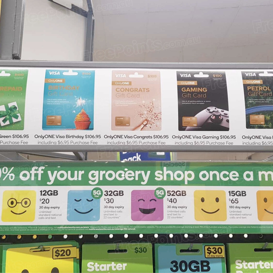 10x Everyday Rewards points on Activ Visa gift cards @ Woolworths