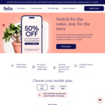 50% off First 3 Months All Plans (New & Approved Customers Only) @ Felix Mobile