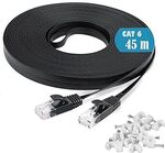 IKERALL CAT6 Flat Ethernet Cable, Black With Cable Clips, 45M - $31.10 + Delivery ($0 with Prime/ $59 Spend) @ Ikerall Amazon AU