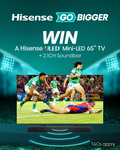 Win a Hisense ULED MINI-LED 65” U7NAU TV and Soundbar from Hisense
