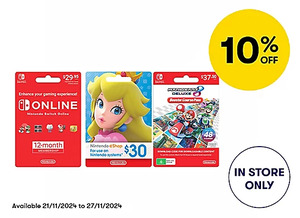 10 off Nintendo eShop Cards BIG W In Store Only OzBargain