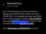 $30 off $200 Minimum Spend on Eligible Products (In-Store Only) @ The Good Guys