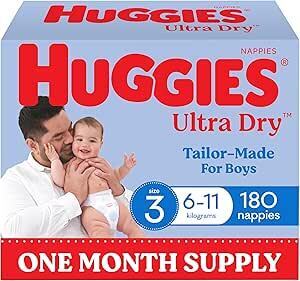 Huggies Ultra Dry Nappies Boys Size 3 (6-11kg) 180pk $56 ($50.40 S&S, $47.60 Prime S&S) + Del ($0 Prime/ $59 Spend) @ Amazon AU