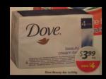 Half Price ($3.99) 4x100g Dove Soap at Coles